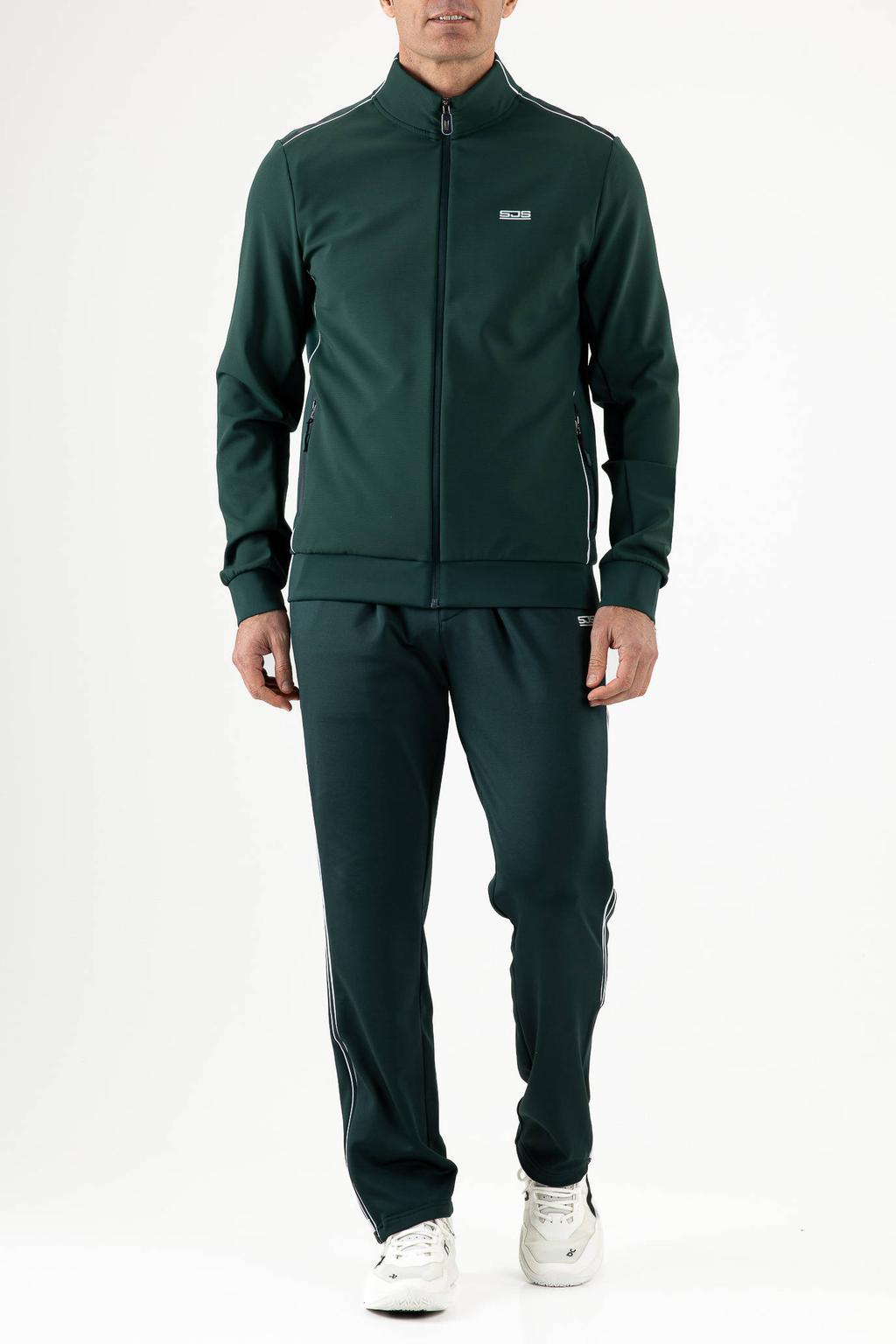 Groene heren Sjeng Sports trainingsjack Adi van polyester met lange mouwen en opstaande kraag