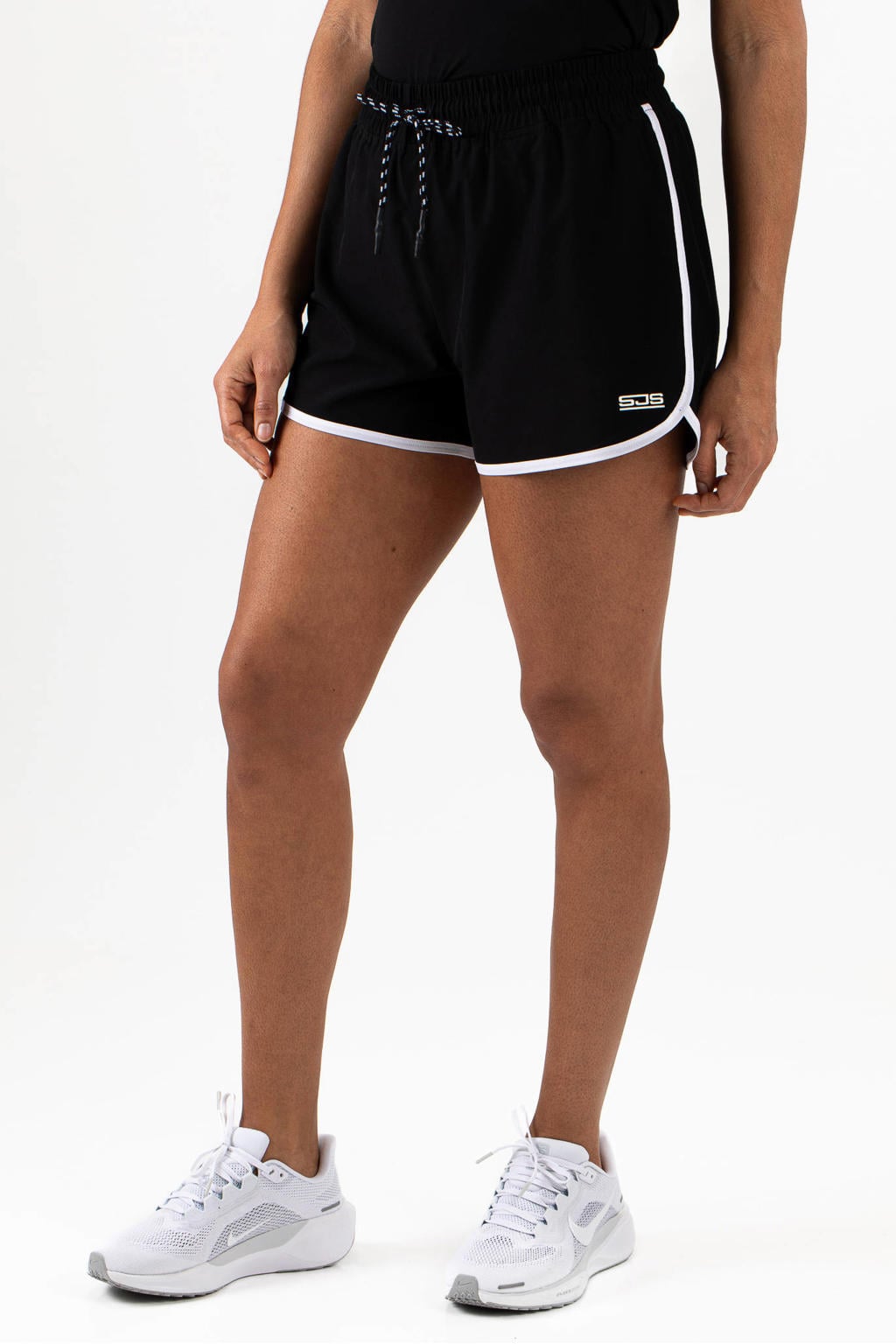 Zwarte dames Sjeng Sports sportshort Wisdom van polyester met regular fit, regular waist en effen