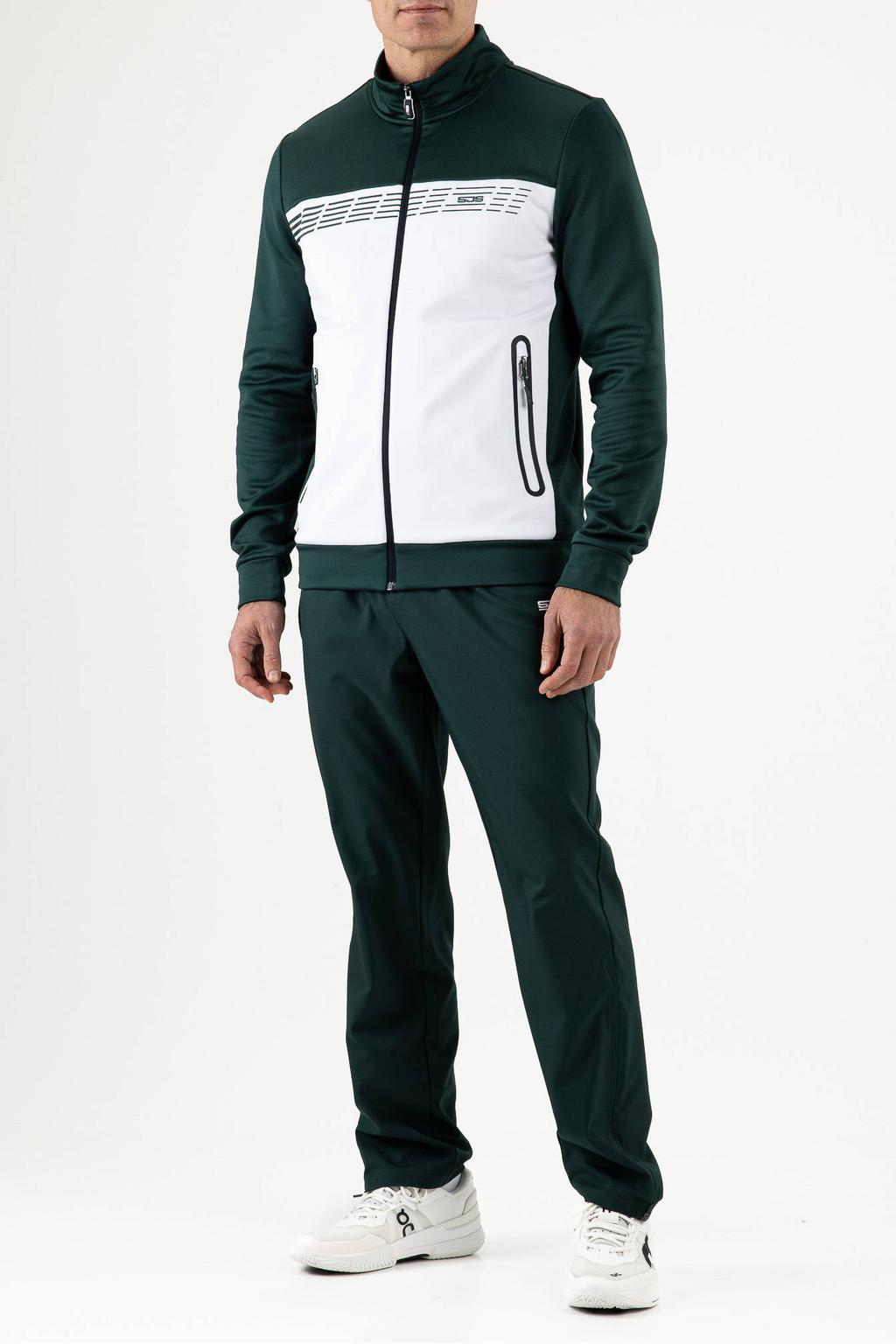 Groene heren Sjeng Sports trainingsjack Amiro van polyester met lange mouwen en opstaande kraag