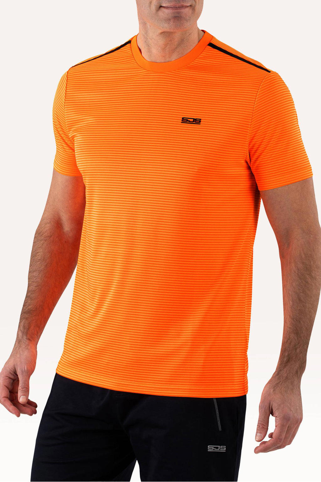 Oranje heren Sjeng Sports sportshirt Tex van polyester met korte mouwen en ronde hals