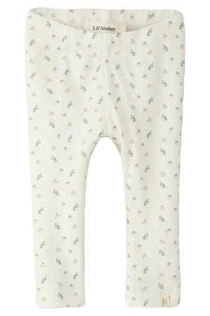 regular gebloemde legging wit