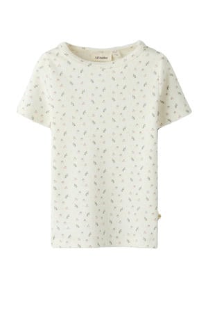 gebloemde T-shirt wit