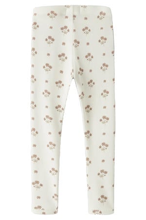 slim gebloemde legging ecru