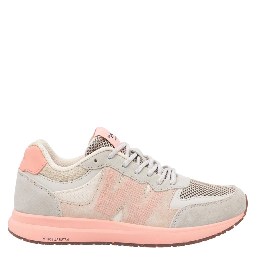 Lichtroze dames Woden Rigmor Open Mesh suède sneakers met veters