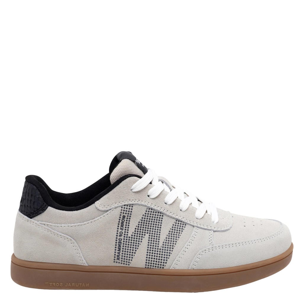 Grijze dames Woden suède sneakers met veters