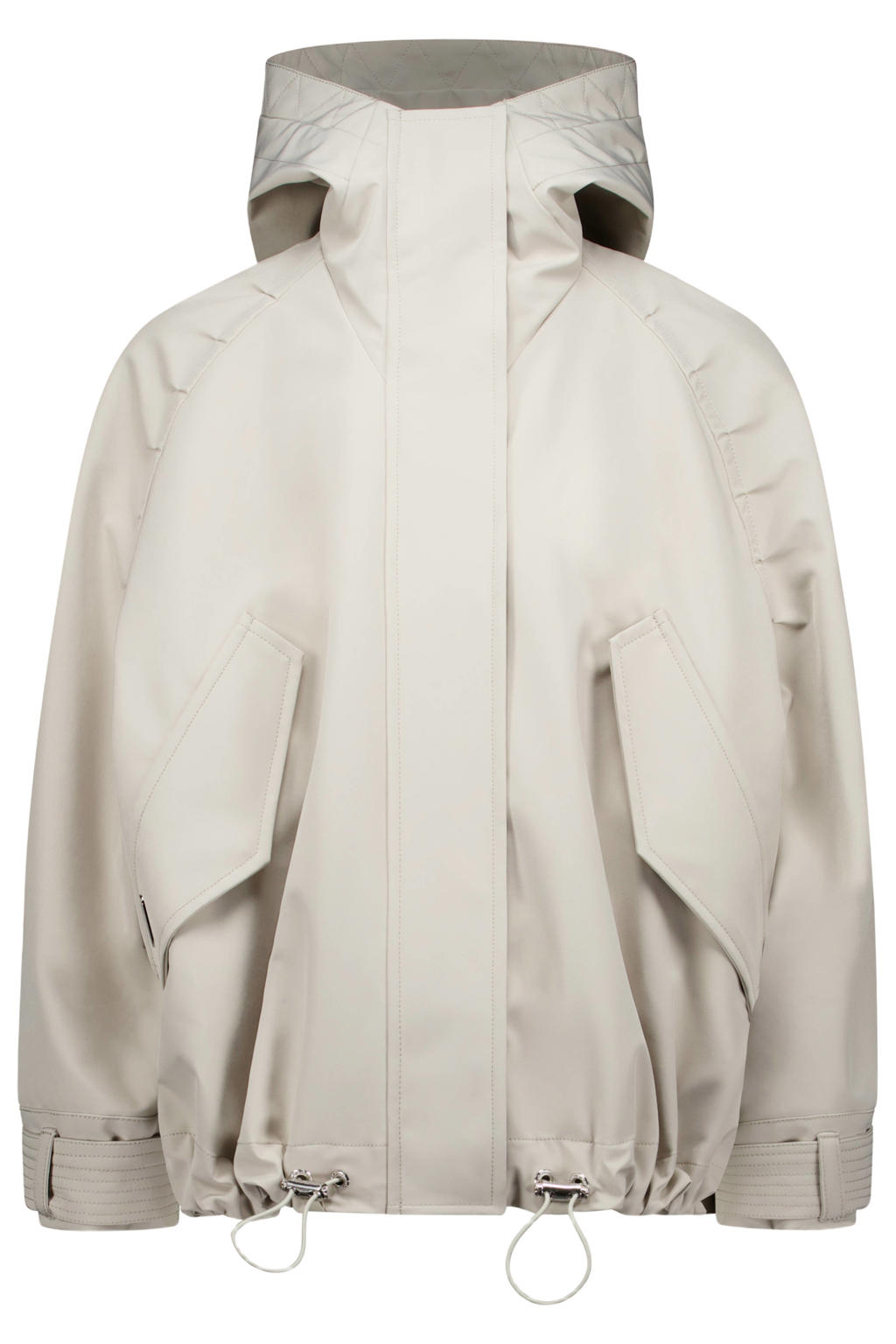 Zandkleurige meisjes Airforce softshell jas van polyester met effen, lange mouwen, capuchon en ritssluiting