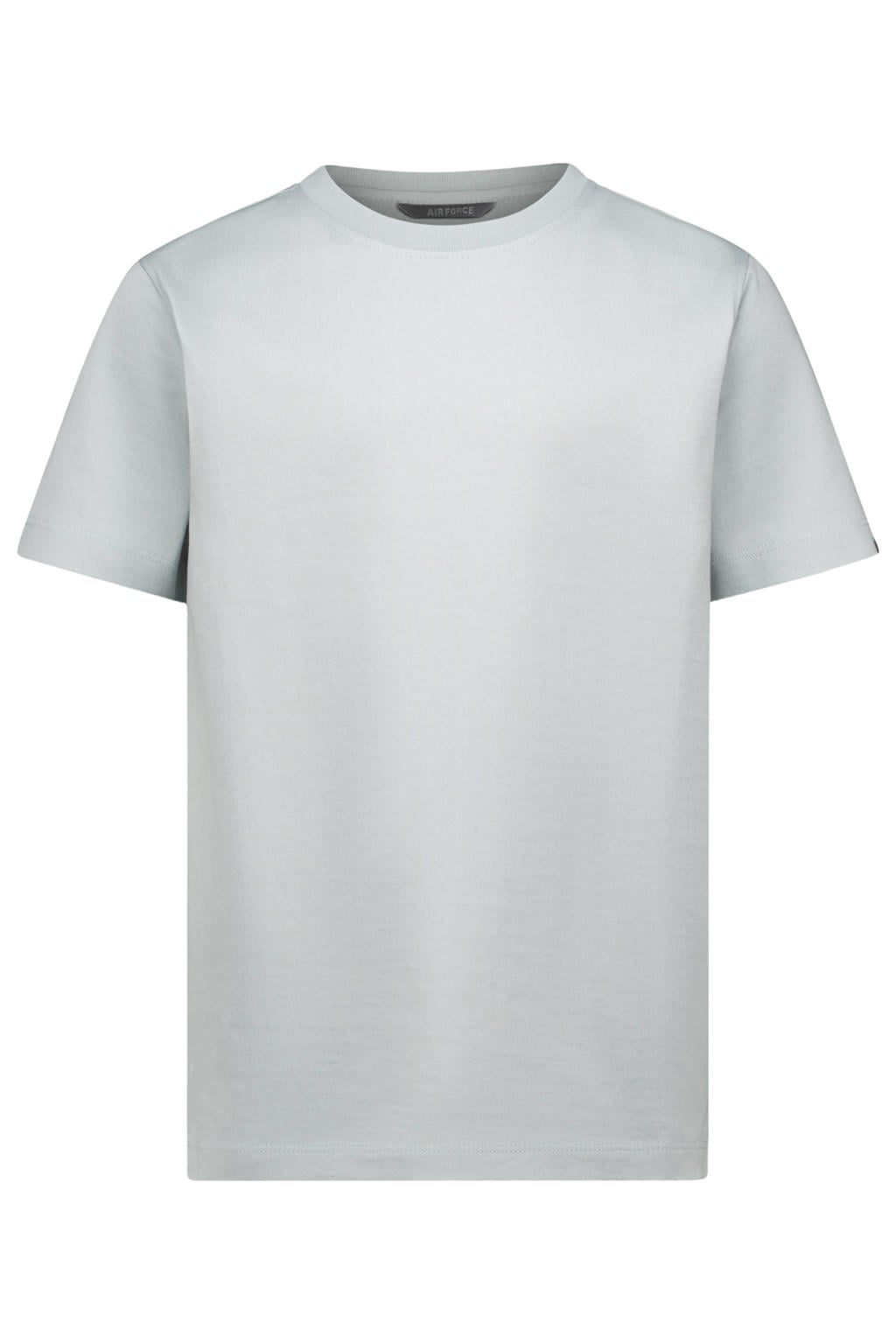 Lichtgrijze meisjes Airforce T-shirt van katoen met effen, korte mouwen en ronde hals