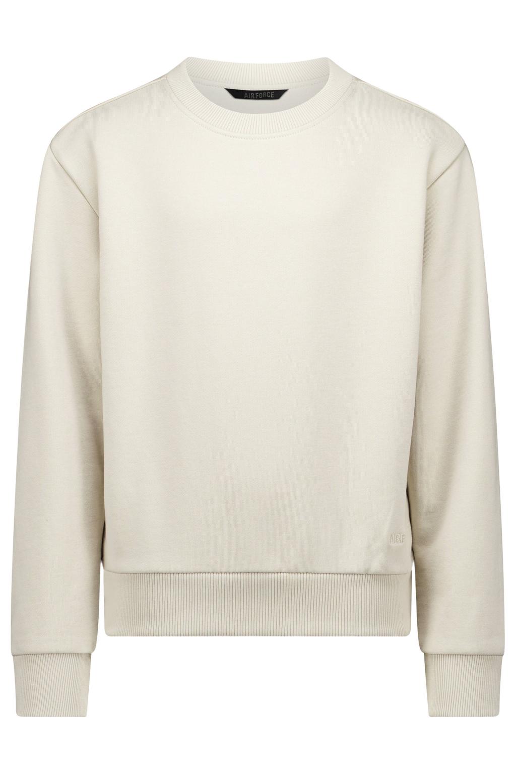 Ecru meisjes Airforce sweater met effen, lange mouwen en ronde hals