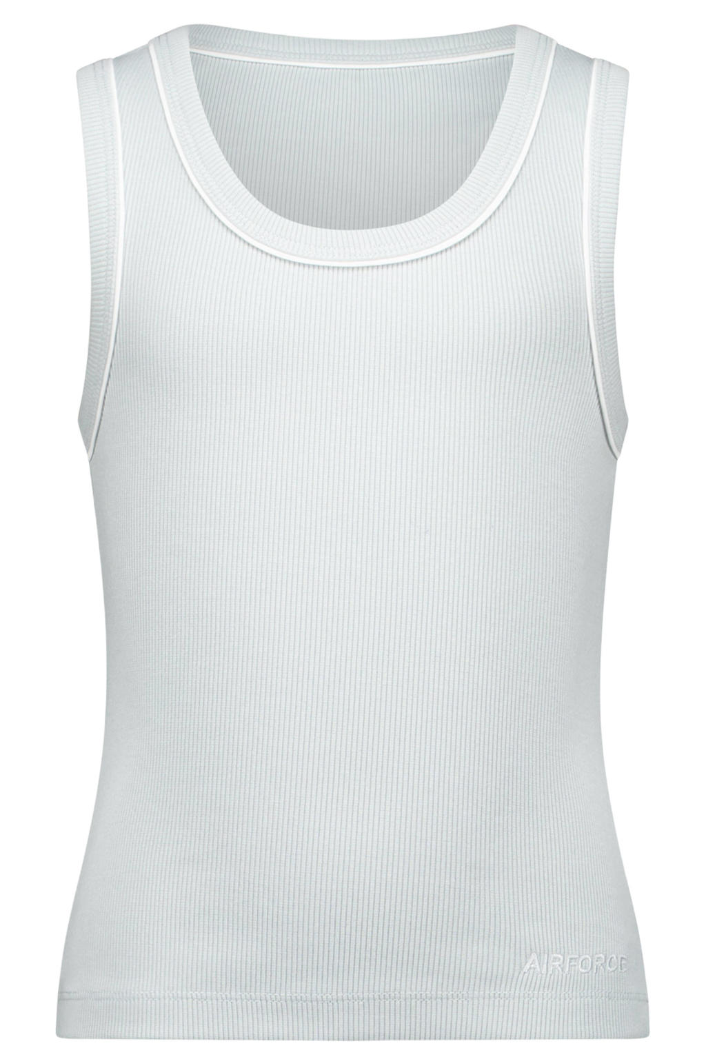Lichtgrijze meisjes Airforce tanktop van katoen met effen, ronde hals en contrast stiksels