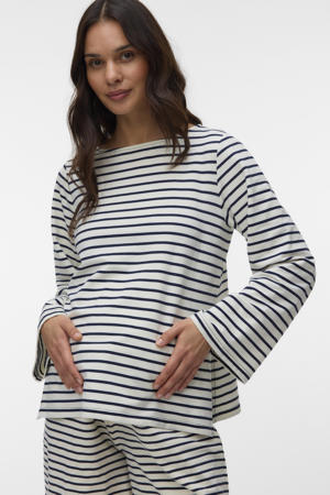 zwangerschaps gestreepte longsleeve donkerblauw