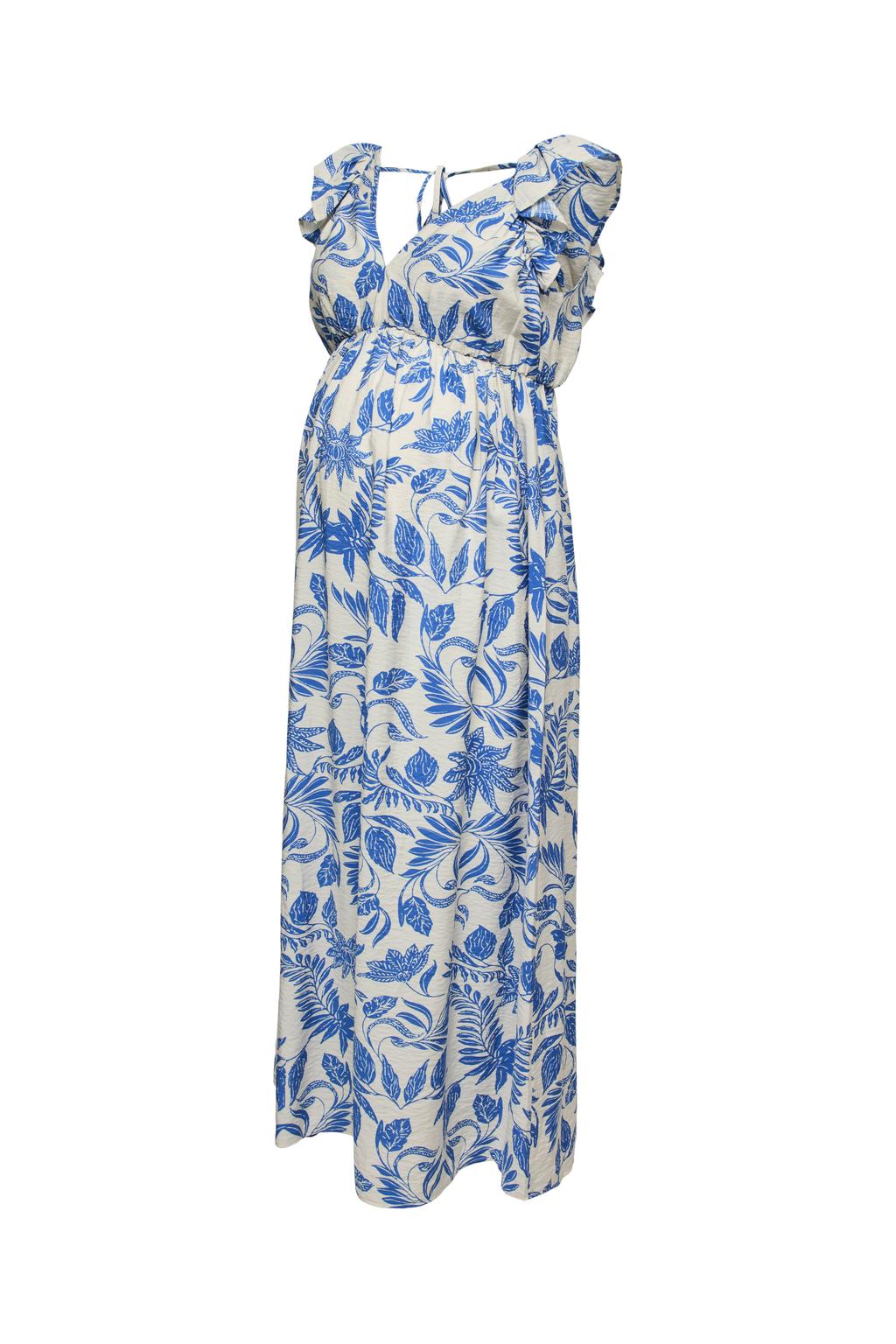 VERO MODA MATERNITY zwangerschaps maxi jurk blauw