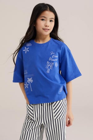 T-shirt kobalt blauw