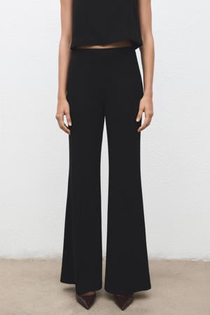 high waist flared broek zwart