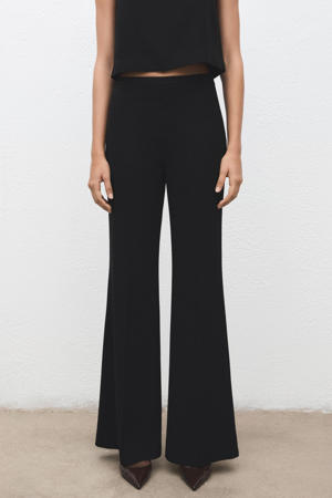 high waist flared broek zwart