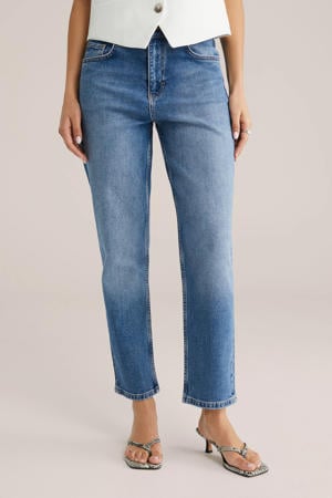 high waist regular fit jeans medium blue denim