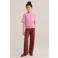 WE Fashion palazzo broek donkerbruin/roze