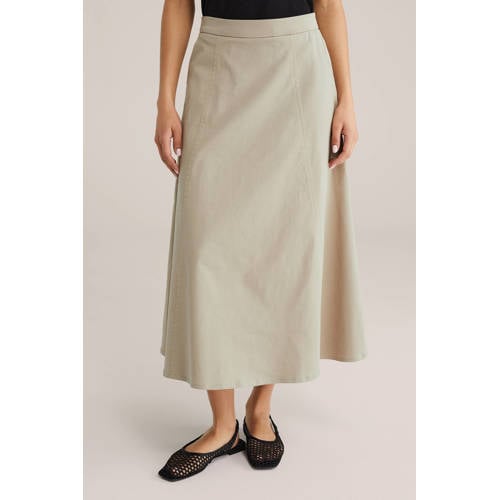 WE Fashion midi rok beige afbeelding