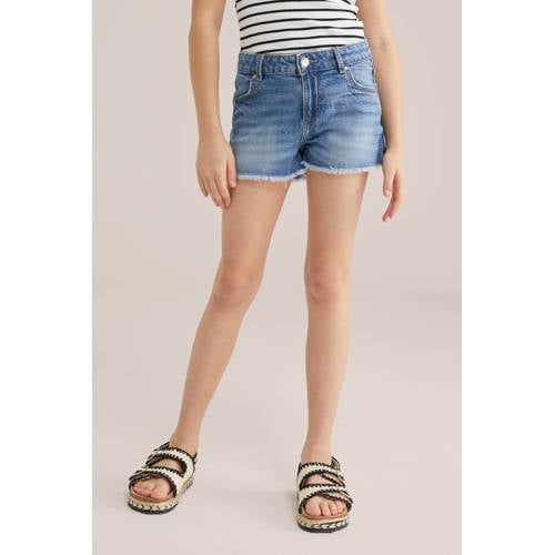 WE Fashion Blue Ridge denim straight short medium blue denim afbeelding