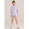 WE Fashion straight gestreepte casual short lila met textuur