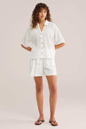 wide leg regular waist casual short wit broderie