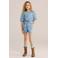 WE Fashion Blue Ridge straight denim short met bloemen medium blue denim