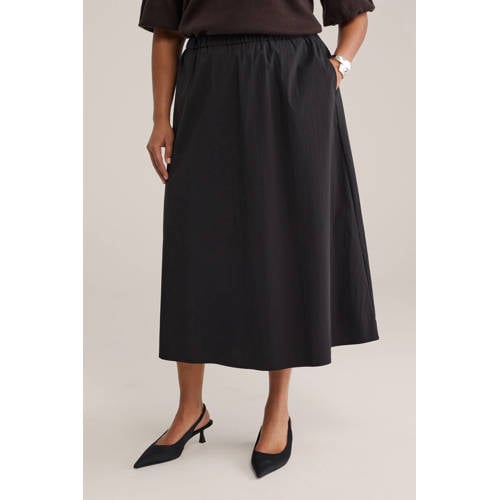WE Fashion Curve midi rok zwart afbeelding