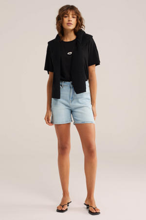 denim regular waist short light blue denim