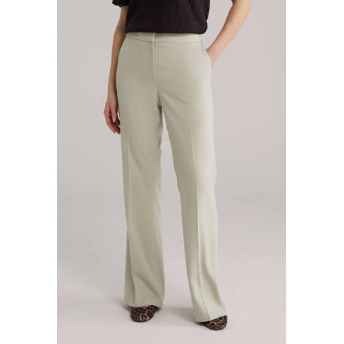 WE Fashion regular waist flared broek beige afbeelding
