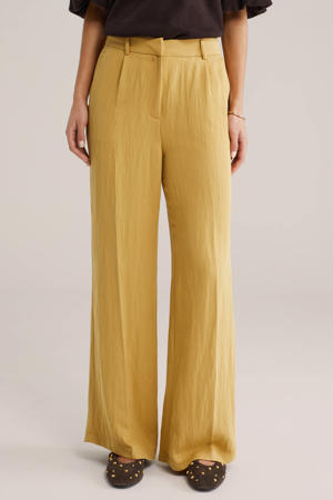 wide leg high waist broek oker