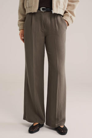 wide leg high waist broek taupe