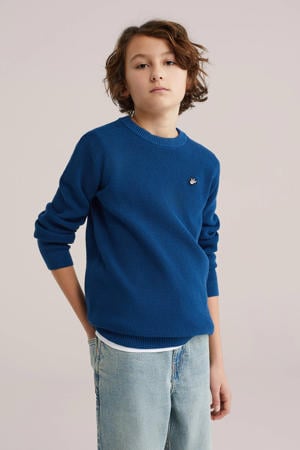 trui fijn gebreid marineblauw