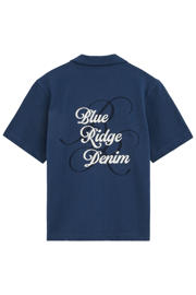 thumbnail: WE Fashion Blue Ridge overshirt met backprint met textuur donkerblauw