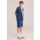 WE Fashion Blue Ridge overshirt met backprint met textuur donkerblauw