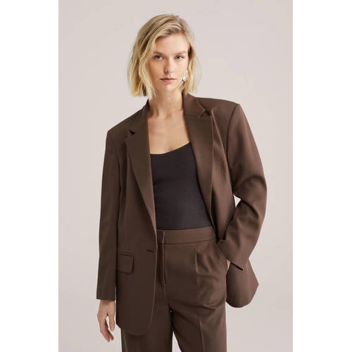 WE Fashion regular blazer donkerbruin afbeelding