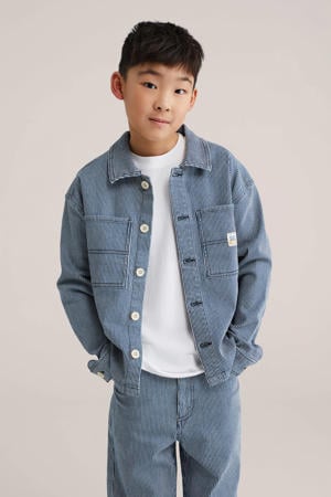 Overshirt gestreept medium blue denim