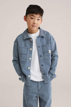 Overshirt gestreept medium blue denim