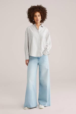 wide leg jeans light blue denim