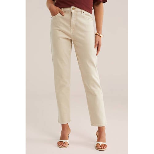 WE Fashion high waist tapered jeans beige afbeelding