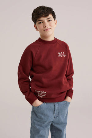 sweater met backprint donkerrood