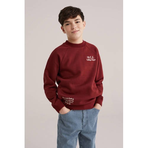 WE Fashion sweater met backprint donkerrood afbeelding
