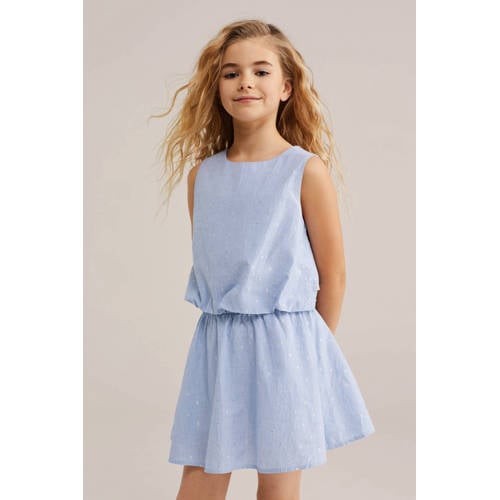 WE Fashion gestreepte mouwloze top lichtblauw afbeelding