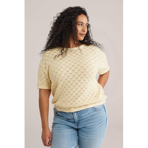 WE Fashion top lichtgeel gebreid afbeelding