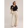 WE Fashion wide leg high waist broek met linnen beige