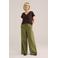 WE Fashion wide leg high waist broek met linnen olijfgroen
