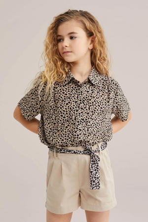 blouse met panterprint bruin