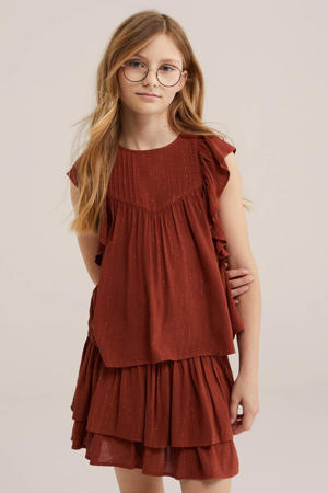 T-shirt donkerrood met glitter