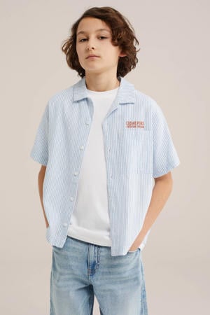 gestreepte overshirt lichtblauw