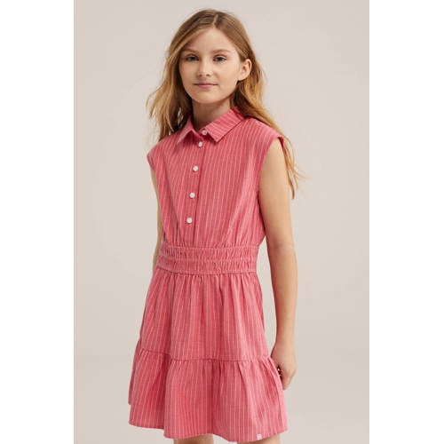 WE Fashion gestreepte blousejurk roze afbeelding