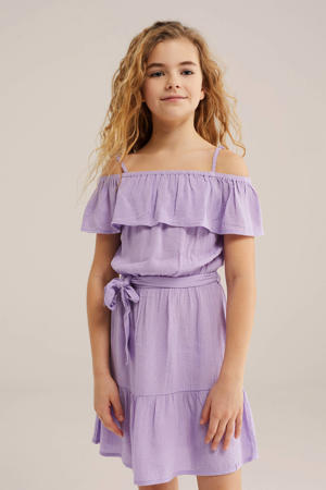 off shoulder jurk paars