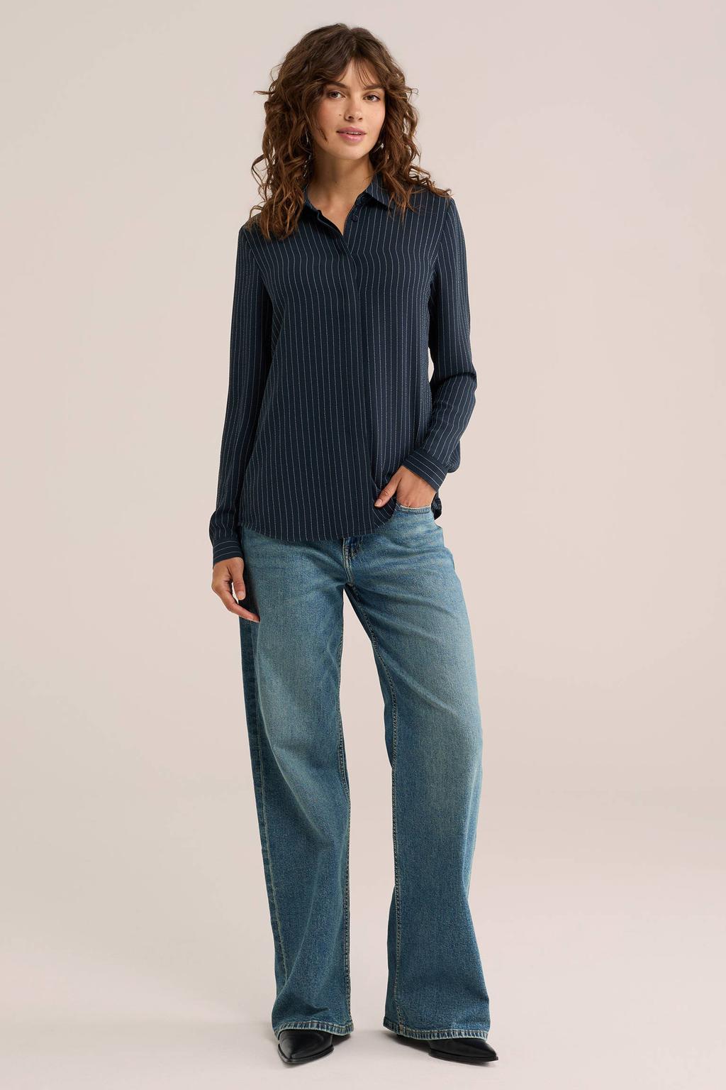 WE Fashion blouse donkerblauw
